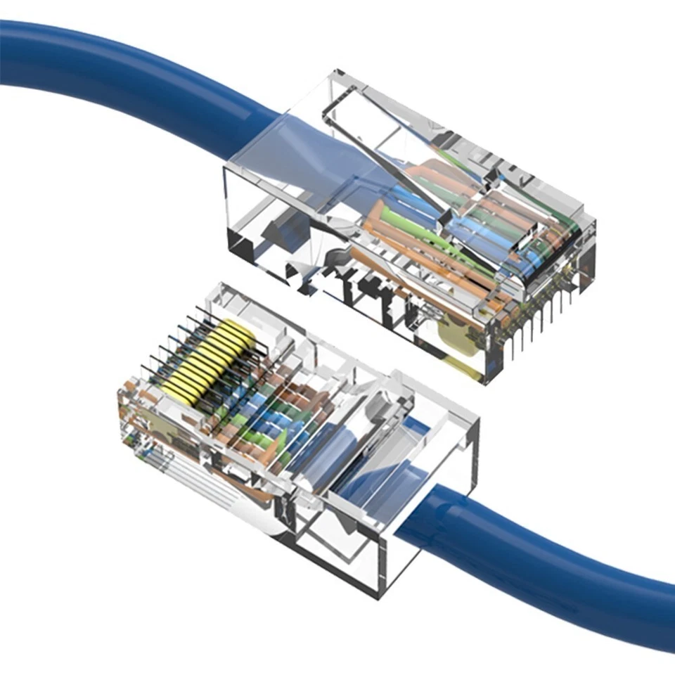 0.5FT Cat5E RJ45 Network LAN Ethernet Non-Boot Patch Cable Gold Copper Wire Blue - Image 1 of 4