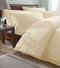 Broderie Anglaise Duvet Cover Set in Cream King Bed Size Polycotton