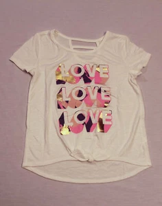 SO Girl's Cage Back Tie Front Scoop Neck Short Sleeve Tee DB8 White Small NWT - Picture 1 of 3