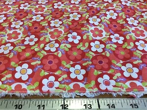 FABRIC FINDERS #1205 RED & ORANGE SMALL FLOWERS- 60 INCH WIDE- 1 3/8 YARD - Picture 1 of 3