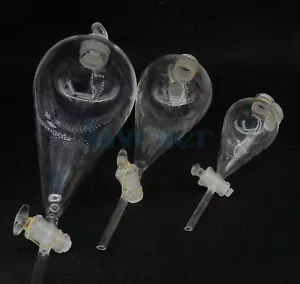 60/125/250/500ml Standard Stopper Pear Shaped Separatory Funnel & Glass Stopcock - Picture 1 of 21