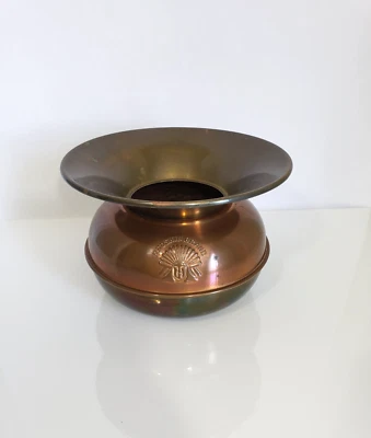 Vintage Redskin Brand Chewing Tobacco Spittoon, Brass & Copper 5.5"t x 8"w VGC! Foto 1 de 4
