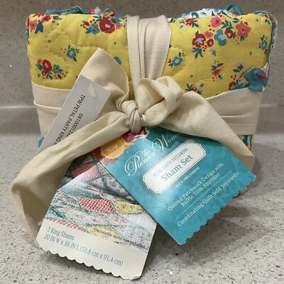 Juego falso de almohada de fiesta de pétalos de mujer pionera KING talla 2 piezas reversible retazos nuevo Foto 1 de 4