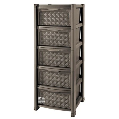 CASSETTIERA ARIANNA 5 CASSETTI EFFETTO RATTAN CM 39X39X101,5 h COLORE WENGE' - Immagine 1 di 2