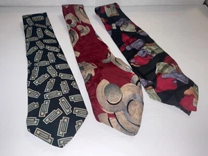 AUSTIN GRAU SET 3 GEMISCHTE MUSTER DESIGN 100 % SEIDE MADE IN ITALY KRAWATTEN - Bild 1 von 2