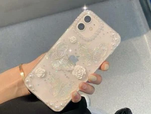 Für iPhone 7/8 X/XS XR 11 12 13 Case Hülle Schutzhülle Cover Butterfly Strass - Picture 1 of 6