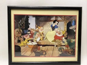 Disney Store Snow White 7 Dwarfs Exclusive Commemorative Lithograph 12x15” Frame - Picture 1 of 11