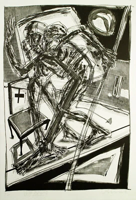 Kunst in der DDR, 1988. Grosse Lithogr. Steffen VOLMER (*1955 D) handsigniert - Bild 1 von 3