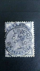 SELLO GRAN BRETAÑA USADO 1883. REINA VICTORIA. GIBBONS 187. HALF PENNY LIVERPOOL - Imagen 1 de 2