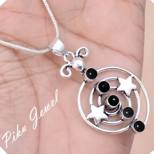 Ciondolo in argento sterling 925 con pietre preziose in onice nera multi... - Foto 1 di 7