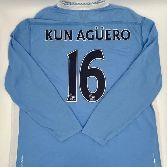 Aguero #16 Manchester City FC 2011/2012 ORIGINAL Umbro Long Sleeve Soccer Jersey - Image 1 of 4