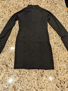 Women's Long Sleeve Mock Neck Bodycon Dress Fitted Black size XL - Picture 1 of 11