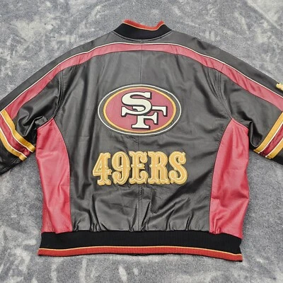 Vintage Carl Banks San Francisco 49ers Leather Jacket Mens XL Embroidered Bomber - Image 1 of 4