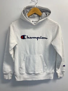Champion Youth Hoodie Medium Sweatshirt Kids Heritage Fleece White Boys Girls M - Picture 1 of 5