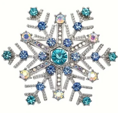 Broche PIN 2" AURORA BOREAL AB & CRISTAL AZUL ESTRÁS NAVIDAD COPO DE NIEVE Foto 1 de 4