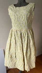 Vintage Cotton Dress 🍋 Print Cottage-core Hand Made Dress Medium - Imagen 1 de 15