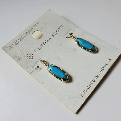 Kendra Scott Layla Earrings 14k Gold Over Brass Turquoise Stone Dangly * - Image 1 of 4