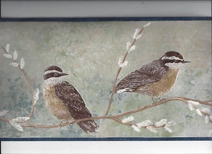 * WALLPAPER BORDER BIRD ON BRANCH FLY CATCHER ? NEW BIRDS ANIMAL WILDLIFE - Picture 1 of 5