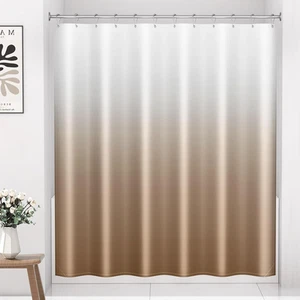 Shower Curtain For Bathroom Beige And White Ombre Fabric Shower Curtain Sets New - Picture 1 of 11