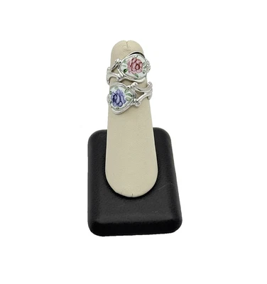 925 Sterling Silver Enamel Flower Ring - Size 6 - Image 1 of 4