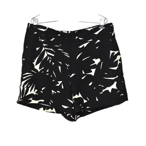 Ann Taylor Dress Shorts Size 14 Chino Black Tan NWT Ferns Floral Plants Pattern - Picture 1 of 7