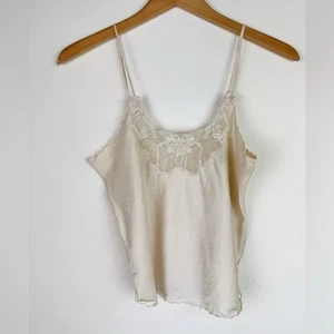 Vintage Camisole elfenbeinweiß Seide Blumen - Bild 1 von 8