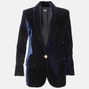 Balmain Navy Blue Velvet Tailored Jacket M - Picture 1 of 5
