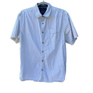 Across The Pond Azul/Blanco Abotonado, 100% Algodón, Manga Corta Hombre’s Talla L - Imagen 1 de 7