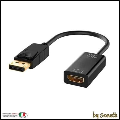CAVO CONVERTITORE ADATTATORE DP DISPLAYPORT MASCHIO A HDMI 4K FEMMINA - Immagine 1 di 4
