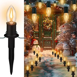 Christmas Pathway LED Lights Outdoor, 20 Lights C9 Walkway Lights with Stakes... - Foto 1 di 9