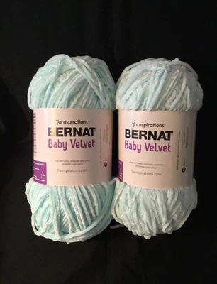 Bernat Baby Velvet "Bleached Aqua" 100% Polyester Yarn Lot 2/10.5oz Skeins New - Image 1 of 3