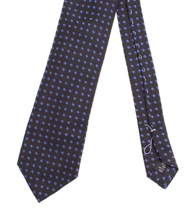 Pal Zileri Sartoriale Dark Brown Woven Royal Purple Geometric Spotted Silk Tie - Picture 1 of 6