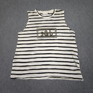 Sass & Bide singlet Womens LARGE White striped tank cotton wanderess Size L - Picture 1 of 11