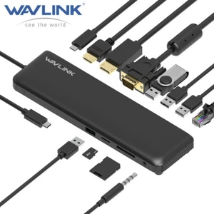 Wavlink Laptop Dockingstation Dreifach Display USB C Hub HDMI/DP/VGA 100W PD3.0 - Bild 1 von 8