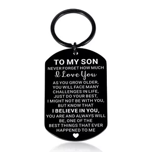To My Son Gifts from Mom Dad Inspirational Keychain Gifts for Teen Boys Son B... - Picture 1 of 6