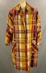 Damen 70er Vintage Smoking Allzweck Regenmantel knallig kariert klein - Bild 1 von 10