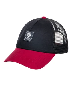 ELEMENT MENS TRUCKER CAP.ICON MESH BLACK RED CURVED ADJUSTABLE BASEBALL HAT W22 - Picture 1 of 7