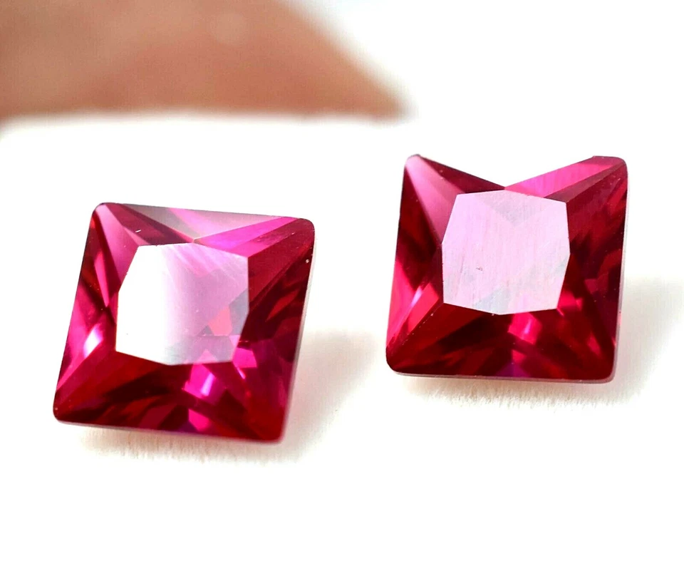4.30 Ct Natural Red Ruby Pair For Jewelry GGL Certified (7 x 7 mm) Treated Gems - Image 1 of 4
