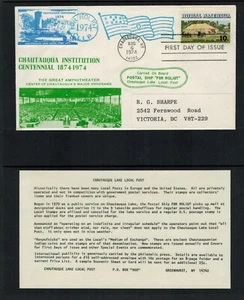 USA #1505 10¢ FDC with Local Post Chautauqua Lake Cinderella "Fur Roligt" Green - Picture 1 of 1