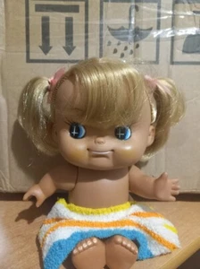 Vintage Rubber Doll Cute Tan 70's Retro Sassy Sun Bunny Japan with towel pin up - Picture 1 of 4