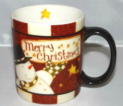 Merry Christmas Snowman Hat Scarf Ceramic 10oz. Coffee Mug Cup Holiday CYPRESS - Image 1 of 4