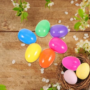 50 Pcs Easter Egg Toy Eggs Fillable White Plastic for Decorating Toddler - Picture 1 of 12