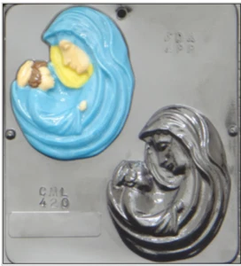 NEW 2 Cavity MARY & BABY JESUS Chocolate Candy Fondant Sugar Plaster Clay Mold - Picture 1 of 2