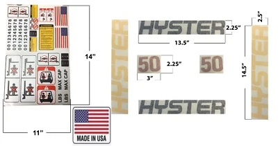 HYSTER 50 + OSHA LEGAL SET HYSTER FORKLIFT DECAL COMPLETE KIT WITH SAFETY DECALS HYSTER 50