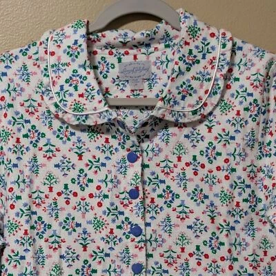 Lanz of Salzburg arte popular floral Peter Pan vestido de franela talla mediana casa de campo Foto 1 de 4