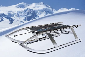 Funwave Edelstahl Schlitten Bob Rodelgaudi bis 160 Kg Gaudibob Alpenbob Rodel
