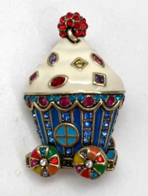 HEIDI DAUS "Holiday Express" Crystal & Enamel Cupcake Train Car Pin - Image 1 of 3