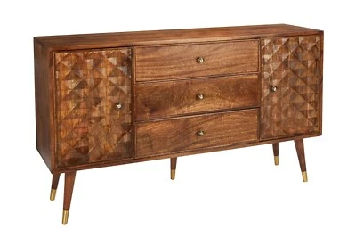 Elm Home And Garden Solid Mango Wood Dark Oak Finish Large Sideboard H 80 x W 14 - Image 1 of 4