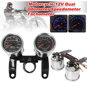 Motorcycle LED Backlight Speedometer Tachometer Odometer Tacho Gauge Cafe Racer - Picture 1 of 11