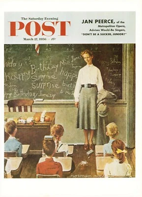 1956 MAR 17 Teacher Birthday NORMAN ROCKWELL SATURDAY EVENING POST COVER PRINT - Image 1 of 3